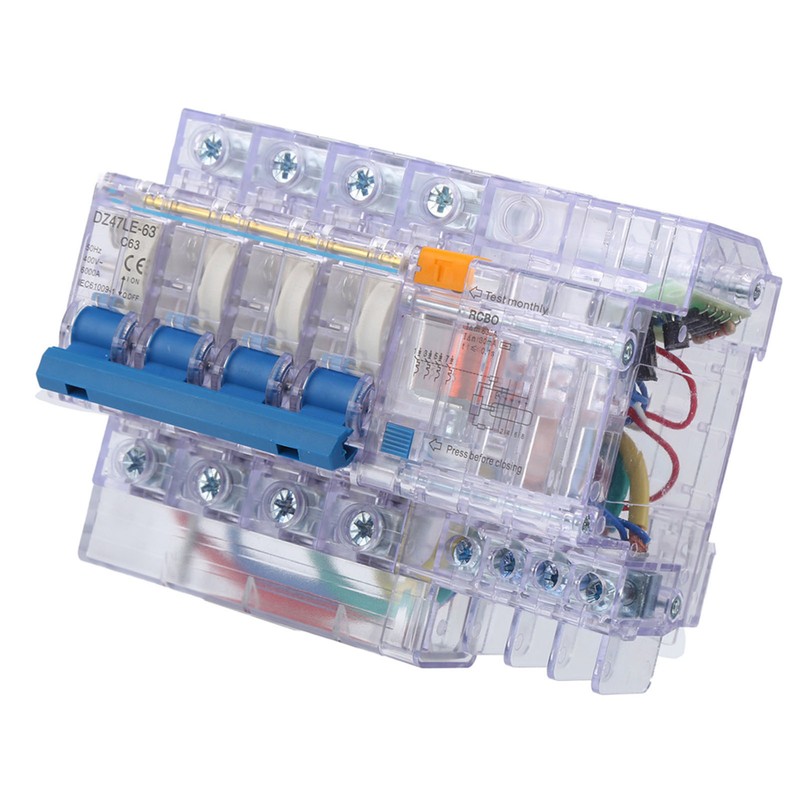 DZ47LE-63 2P C63 Small Circuit Breaker Transparent Household Earth Leakage