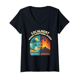 Womens Localhost Where Everything Works V-Neck T-Shirt
