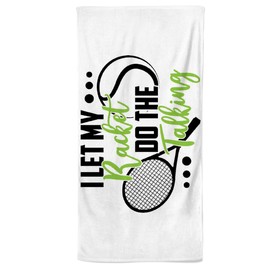 Power Towel The Cool Tennis & Sports Towel with a Message, Various Motivational Quotes, Size 50 cm x 100 cm, Powertowel Microfibre Cotton (I LET My Racket DO The Talking)