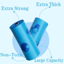 Dog Waste Bags, With Holder, Cute Blue Pet Poop Bags, 240 Count 13.8” x 9.8” Dog Poop Bags Rolls, Leakproof Strong & Sturdy Waste Bags for Doggie Cat Pet