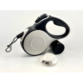 Retractable Dog Leash with Light: LED Flashlight 16 ft Heavy Duty Nylon Tape for Small Medium Dogs Walking Training Running (Black White) (Black White)