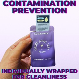 [3 Tests] EZCHECK® Drink Spiking Test Strip, Escape Drink Spiking, Detect GHB & Ketamine Using The Personal Test Strips, Portable Personal Safety Kit for Bars, Clubs, and Parties