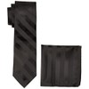 STACY ADAMS mens Solid Woven Formal Stripe tie sets, Black,
