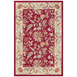 Safavieh Chelsea Collection HK141C Hand-Hooked French Country Wool Accent Rug, 2'6" x 4', Red