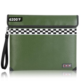 Upgraded 6200°F Fireproof Document Bag with Fireproof Zipper, Fireproof Bag with Reflective Strip/Hand Strap, 9 Layers of Heat Insulated Materials, Fireproof Money Bag for Cash,13x11"Fireproof Pouch