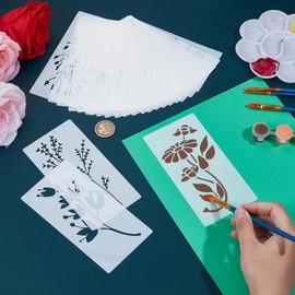 UNICRAFTALE About 24Pcs Leaves Floral Stencils Leaf Vine Spring Floral Painting Stencils Reusable Plastic Drawing Templates for Wood Canvas Wall Paper Decor Furniture Scrapbooking