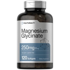 Horbäach Magnesium Glycinate | 250mg | 120 Softgels | Non-GMO and Gluten Free Supplement