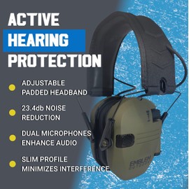 Emblem Outdoor Shield Pro Slim Electronic Ear Protection for Shooting and Safety with Sound Amplification