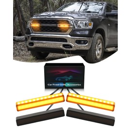 TBHOO Grill LED Light for 2025-2019 Dodge Ram 1500 2500 3500 Accessories Raptor Grille Lights Front Bumper Marker Light,4Pcs (Yellow)