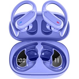 TRAUSI Wireless Earbuds Bluetooth Headphones, Bluetooth 5.3 Stereo Over Ear Buds,Noise Cancelling Mic, IPX7 Waterproof Headset for Workout/Running