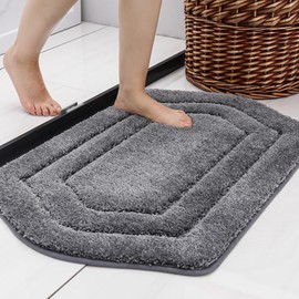 COSY HOMEER Extra Thick Bath Linen Sets Rugs for Bathroom - Anti-Slip Bath Mats Soft Plush Yarn Shaggy 100% Strong Polyester Living Room Bedroom Water Absorbent(Grey,24x36 - Inches)