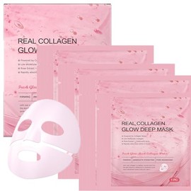 Collagen Face Mask Korean Skincare,Hydrating Face Mask for Dry Skin,4PCS Anti Wrinkle