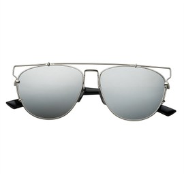 grinderPUNCH Futuristic Metal Contemporary Mirror Flat Aviator Sunglasses Silver