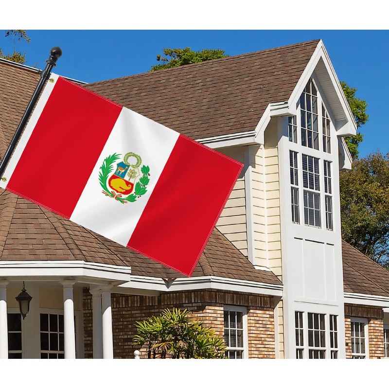3×5 FT Peru Flag, Large 75D Peruvian National Outdoor Banner,Decor