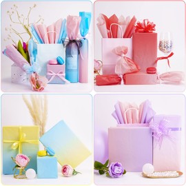 Larcenciel Colored Gradient Tissue Paper, 50 Sheets Gift Wrap Tissue Paper for Gift Bags, Boxes & Crafts, Art Packing for Birthday, Christmas, Valentine's, Wedding, Flower, Holiday Decor, 19.7x13.8 in