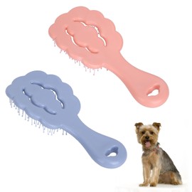 lasuroa 2pcs Cloud Shape Small Dog Grooming Brush, Soft Polypropylene & Nylon Pet Hair Brushes Accessories Gentle Hair Comb Supplies for Long Haired Puppies and Small Breeds(Blue, Pink)