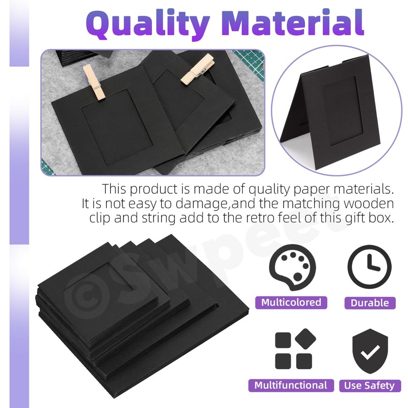 Swpeet 105Pcs Paper Photo Frames Set, Hanging Photo Display Frames,