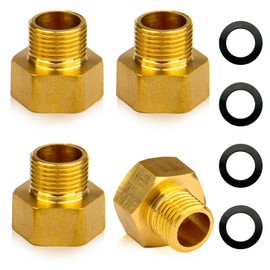 1/2”Female to 3/8”Male Adapter, 4 Pcs BSP Thread Brass Hose Connectors with Sealing Rings Reducer 1/2 to 3/8 Hex Bushing Reducing Connector for Pipe Connecting Conversion