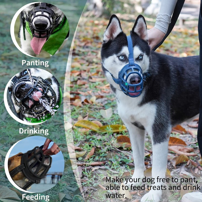 BARKLESS Dog Muzzle, Basket Muzzle for Small Medium Large Dogs,