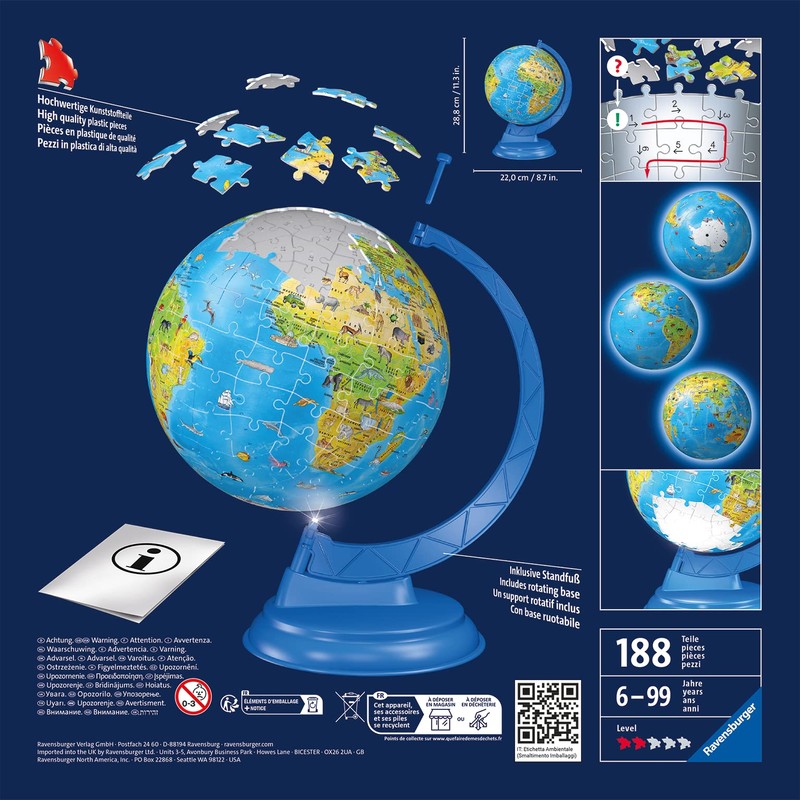 Ravensburger Children’s Globe Night Edition 3D Jigsaw Puzzle - 180