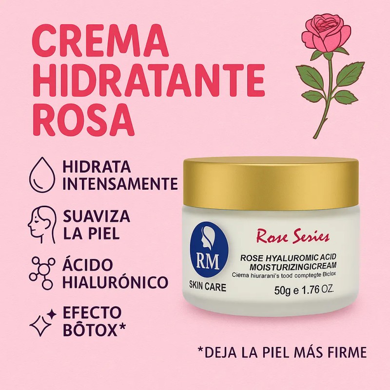 Crema Facial RM Beauty Día Ácido Hialurónico Reafirmante Rosas 50g