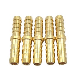 5pcs 1/4" Hose Barb Brass Hose Fitting Metals Splicer Mender Splicer Brass Hose Fitting Adapter for Water Fuel Air