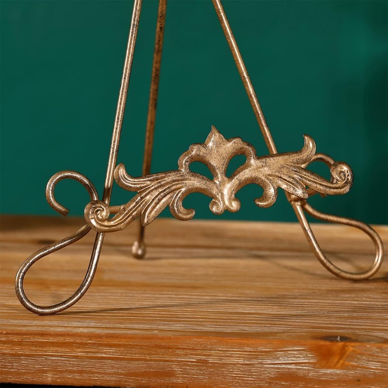 Wenbery 13.8" H Fleur-de-Lis Easel Stand,Metal Book Stand, Plate Holder