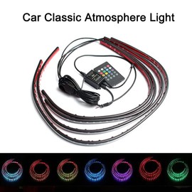 TOTMOX 4pcs 12V Car LED RGB Ambience Decorative Neon Strip Underglow Remote Control Flexible Strip with Music Control Mode