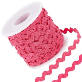 GORGECRAFT 27yard/25m Rick Rack Trim Ribbon Deep Pink Wave Sewing Bending Fringe Trim 5mm/0.2 inch for DIY Sewing Crafts Wedding Bridal Dress Embellishment Party Decoration Gift Wrapping Supplies