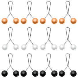 12PCS Headscarf Pearl Pins Clips, Pearl Hijab Pins Clips, U Shape Scarf Clip for Jewelry Accessories, Multicolor Hijab Pin for Scarves, Shawls, Silk Scarves and Sweaters (Black, White, Yellow)