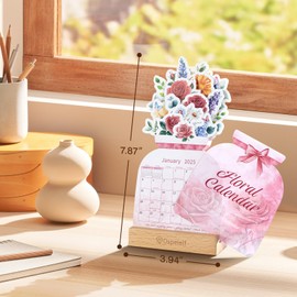 Ospelelf Floral Desk Calendar 2025-2026, Mini Pink Standing Motivational Rose Decorative Calendars, 18 Months, from January 2025 to June 2026, Home Office Decor Desk Accessories