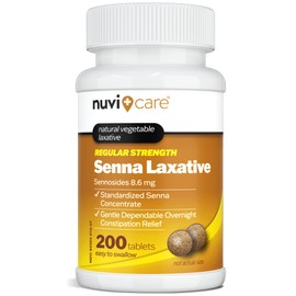 NUVICARE Senna Tablets - 8.6 mg Sennosides - Senna Laxative Tablets, for Occasional Constipation Relief, Natural Senna Leaf Vegetable Laxatives for Constipation (2 Pack)