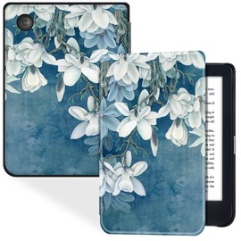 BOZHUORUI Slim Case for 6" Kobo Clara Colour/Clara BW/Clara 2E e-Reader - Lightweight PU Leather Folio Protective Cover with Auto Sleep/Wake (Magnolia)