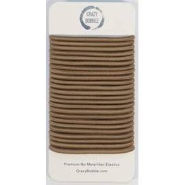 24 Pcs Light Ash Brown Crazy Bobble® Premium Non-Metal Hair Elastics Hair Bands 4mm Thick Hair Ties For Adults and Kids