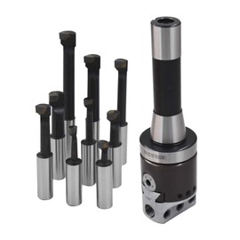 XGFWH 2" Boring Head R8 Shank Set with 9 Pcs 1/2" Carbide Boring Bars