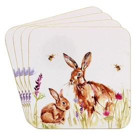 The Leonardo Collection Hares Coasters Set of 4 | Coasters Set For All Modern Kitchen & Offices | Designed By Jennifer Rose Gallery | Coasters For All Types of Cups & Mugs