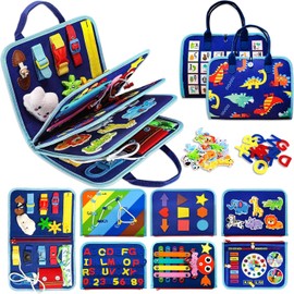 GT World Store Montessori Busy Board for Toddlers - Sensory Toys for 3 4 5 Year Old Boys & Girls – Preschool Educational Quiet Book for Travel, Car, Plane – Learning Fine Motor Skills Activity Toy