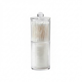 Cotton Swab & Cotton Pad Transparent Storage Case 2-Tier 2ea