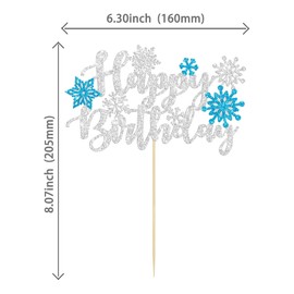 Decoración para tarta de cumpleaños con diseño de copo de nieve, ideal para invierno, país de las maravillas, feliz cumpleaños, congelado, decoración para tarta de cumpleaños, copo de nieve, invierno, país de las maravillas, suministros para fiestas, col
