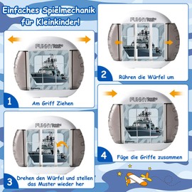 Aeroplane Car Ride Wedding Activity Fidget Toys Children 4 in 1 Puzzle Patience Games Learning Toy Motor Skills Toy from 1 2 3 4 5 6 Years Restaurant Travel Games Gift Boy Girl - Warship