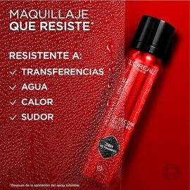 L'Oréal Paris Infallible 3-Second Setting Mist, Fijador de maquillaje, sella tu maquillaje hasta por 36h, a prueba de sudor, agua y transferencias, 75