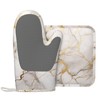 Oven Mitts and Pot Holders Marble Gray Gold White Silicone