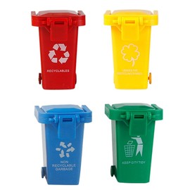 GANAZONO 4Pcs Mini Curbside Garbage Trash Bin Pen Holder Recycle Can Set Pencil Cup Tiny Recycle Can Garbage Bin Trashcan Great for Office Home or School