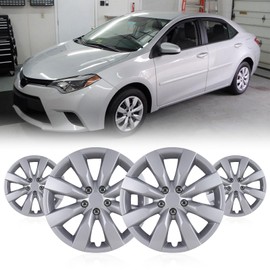 WOLFSTORM 16" Hubcaps for Toyota Corolla 2014-2016 Steel Wheels, R16 Car Hubcaps Snap On Installation 16 Inch Wheel Rim Cover Set of 4, w/Decoration Nuts, Silver