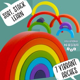 Jaques of London Wooden Toys Rainbow Toy | 7 PCS Rainbow Stacking Toys | Montessori Toys for 1 2 3 Year olds Boys & Girls | Sorting, Stacking & Plugging Toys | Beautiful Gift Packaging | Since 1795