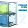 SCAVATA Hat Organizer Box, Stackable Clear Baseball Caps Holder Box