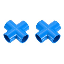 sourcing map 1/2" PVC Fittings, 2 Pcs 4 Way Elbow Connector Elbow PVC Furniture Fittings Corner Fitting for Water Supplies PVC Furniture DIY Shelf Greenhouse Tent Connection, Blue