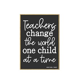 Honey Dew Gifts, Teachers Change The World One Child at a Time, 2.5 inch by 3.5 inch, Made in USA, Refrigerator Magnets, Cute Fridge Magnets, Gifts for Teachers, 754027