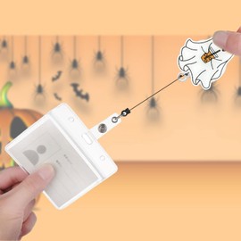 1 Pcs Halloween Nurse Badge Reel,Funny Drink Ghost Badge Reels Retractable Acrylic 360° Rotating ID Card Holder with Non-Slip Clip, ID Badge Holder for Nurse, Nursing Student, Teache and Worker