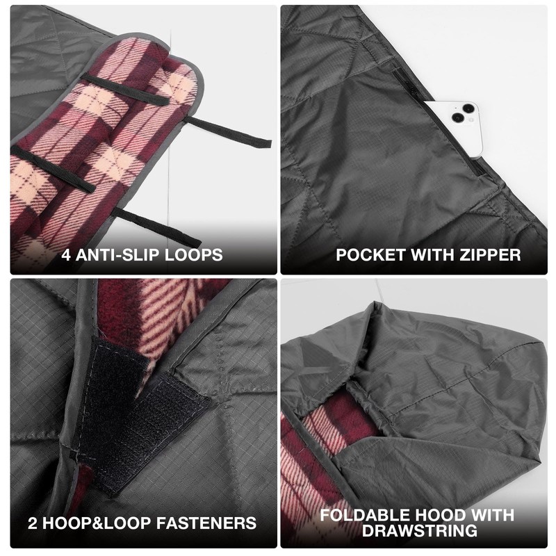 DUKUSEEK Large Camping Blanket - Waterproof, Quilted, Extra Thick Fleece,